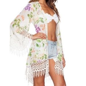 Show Me Your Mumu Metzler Kimono Fringe Floral Small